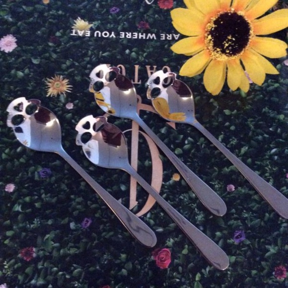 ๐ธ 4PC SKULL SPOONS SKELETON GOTHIC SUS 304 BUNDLE SET GOTH COLLECTORS KITCHEN - Picture 4 of 15